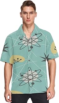 Mid-Century Modern Pattern Men's Hawaiian Shirt 1950s Atomic Aloha